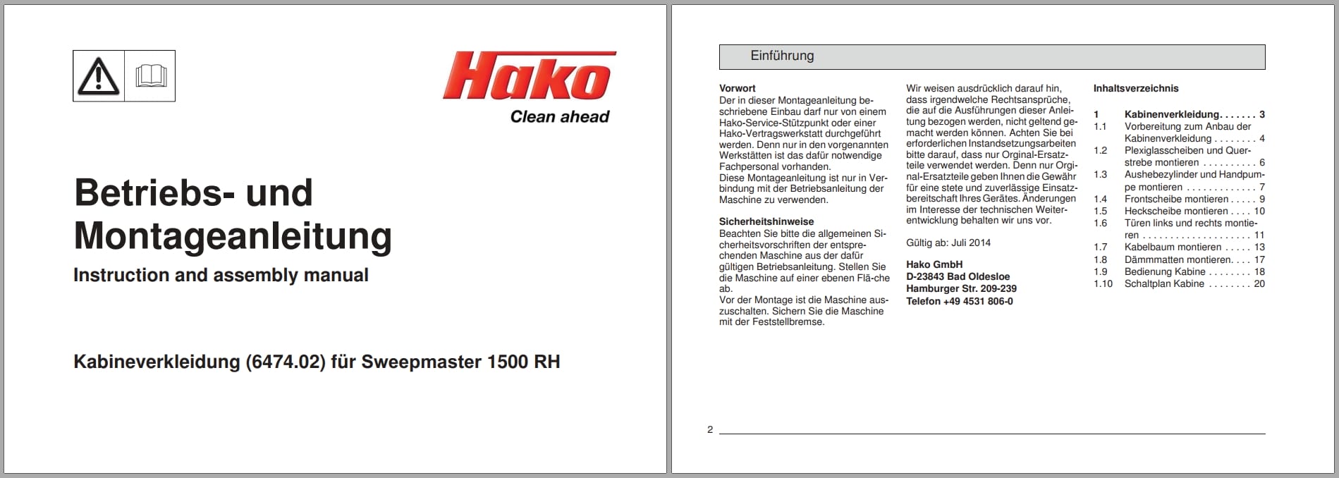 Hako Sweeper 1500RH Option Instruction (1)