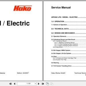 Hako Sweeper APEX62 LPG Diesel Electric Service Manual 2007 (1)