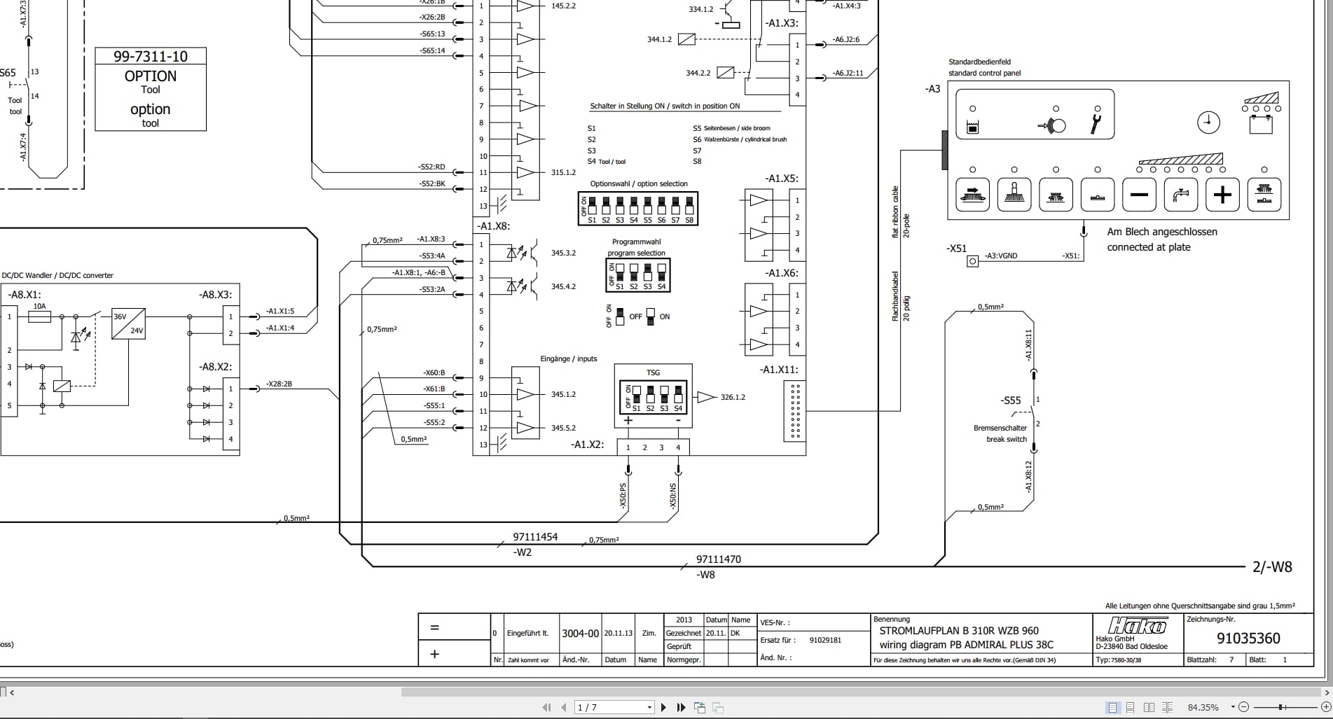 Hako Sweeper Admiral Plus 38C B310R WZB 960 Wiring Diagram (1)