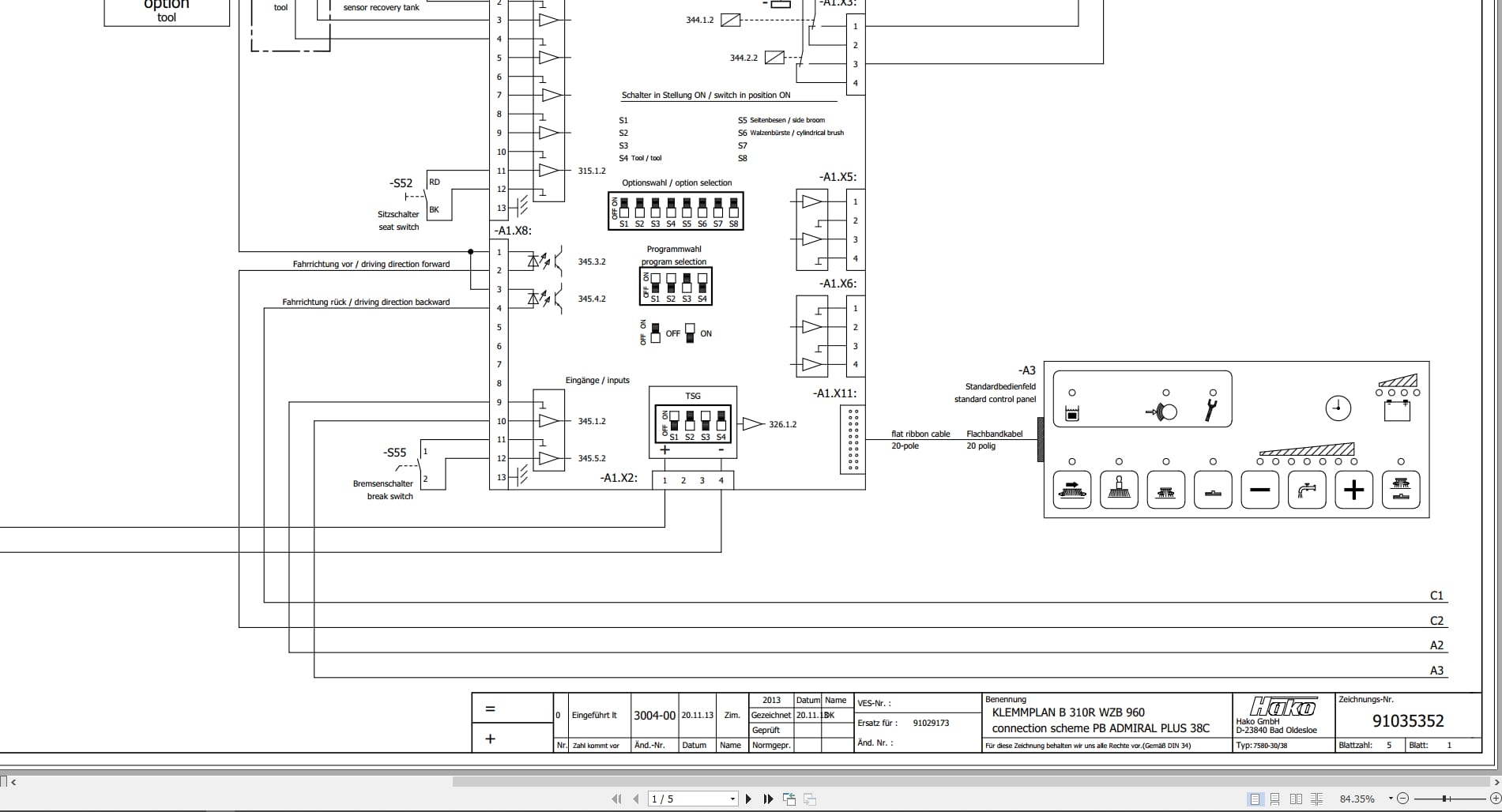 Hako Sweeper Admiral Plus 38C B310R WZB 960 Wiring Diagram (2)