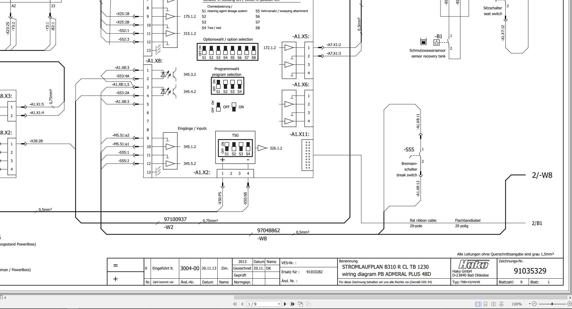 Hako Sweeper Admiral Plus 48D B310 R CL TB 1230 Wiring Diagram (1)