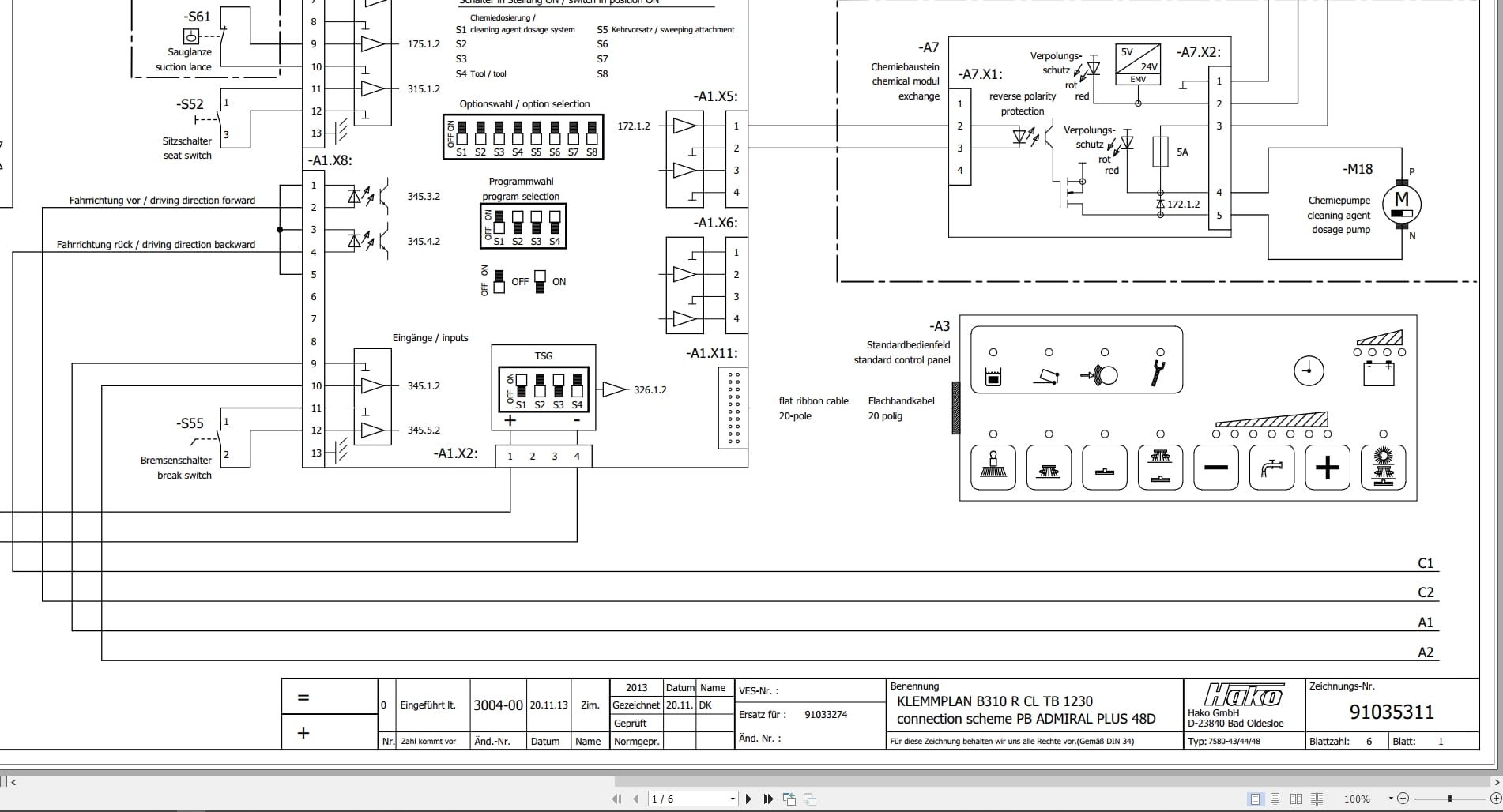 Hako Sweeper Admiral Plus 48D B310 R CL TB 1230 Wiring Diagram (2)