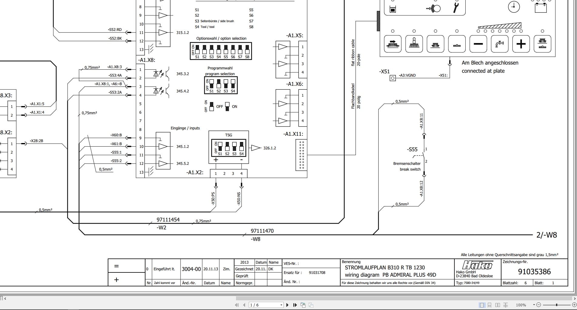 Hako Sweeper Admiral Plus 49D B310 R TB 1230 Wiring Diagram (1)