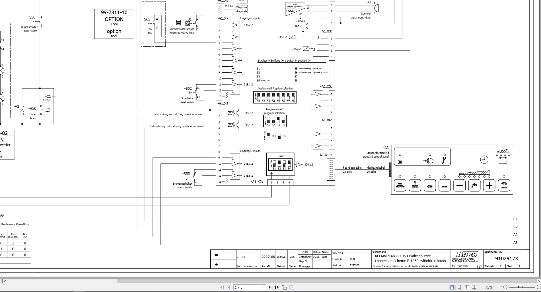 Hako Sweeper B1050 PowerBoss Admiral 38C Cylindrical Brush Wiring Diagram (1)