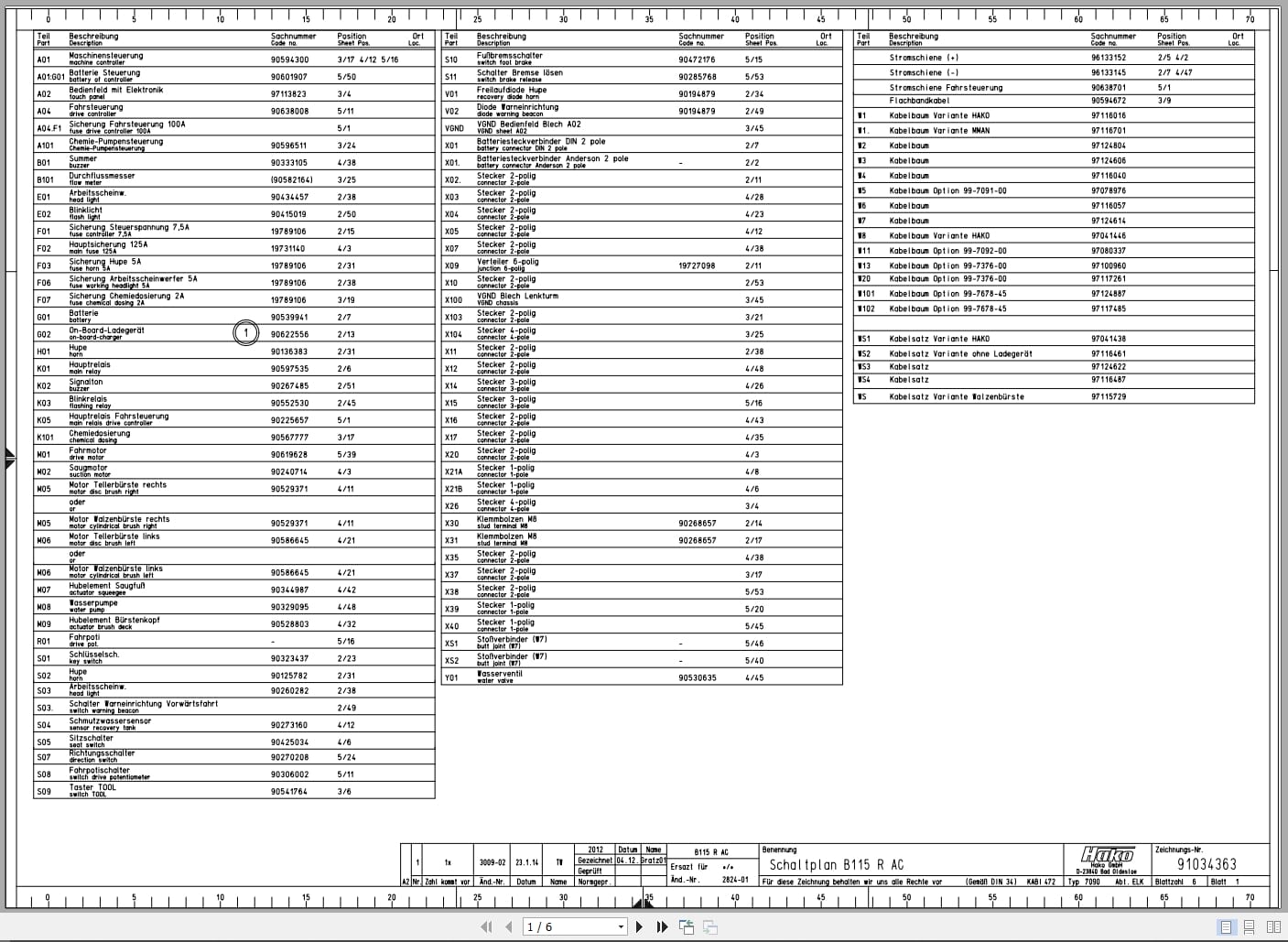 Hako Sweeper B115R AC Circuit Diagram 91034363 2014 (1)