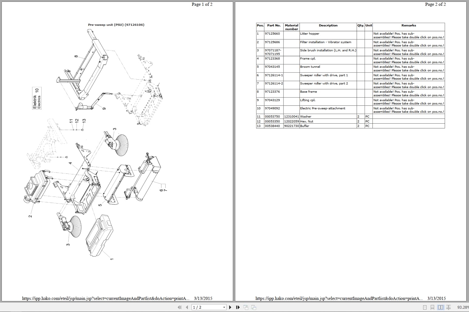 Hako Sweeper B310CL R PreSweep Parts Catalog 2014 (3)