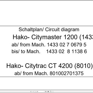Hako Sweeper Citymaster 1200 Citytrac 4200 Circuit Diagram 91023960 (1)