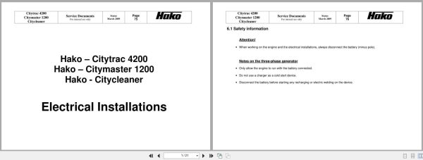 Hako Sweeper Citymaster Citytrac Citycleaner Service Booklet 23843 2009 (1) Hako Sweeper Citymaster Citytrac Citycleaner Service Booklet 23843 2009 (1)