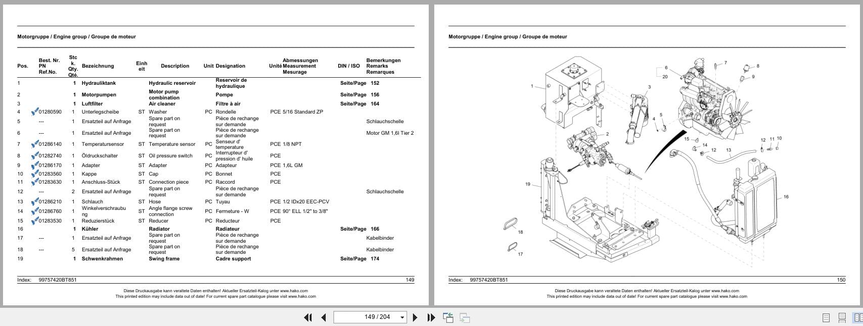 Hako Sweeper Hakomatic 1800 LPG Spare Parts List 85 00 1993 750 DE EN FR (3)