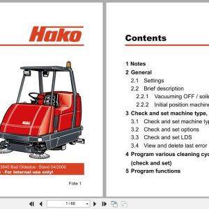 Hako Sweeper Hakomatic B1100 Admiral 42 Service Booklet 2006 (1)