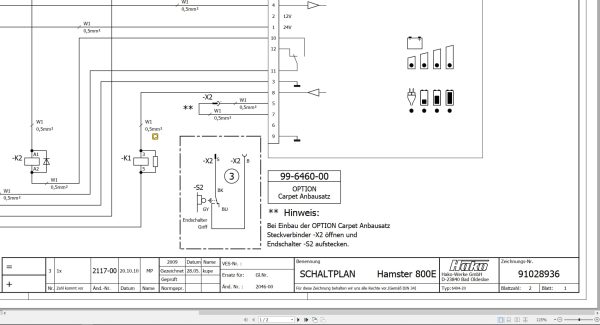 Hako Sweeper Hamster 800E Electrical Schematic 91028936 (1)