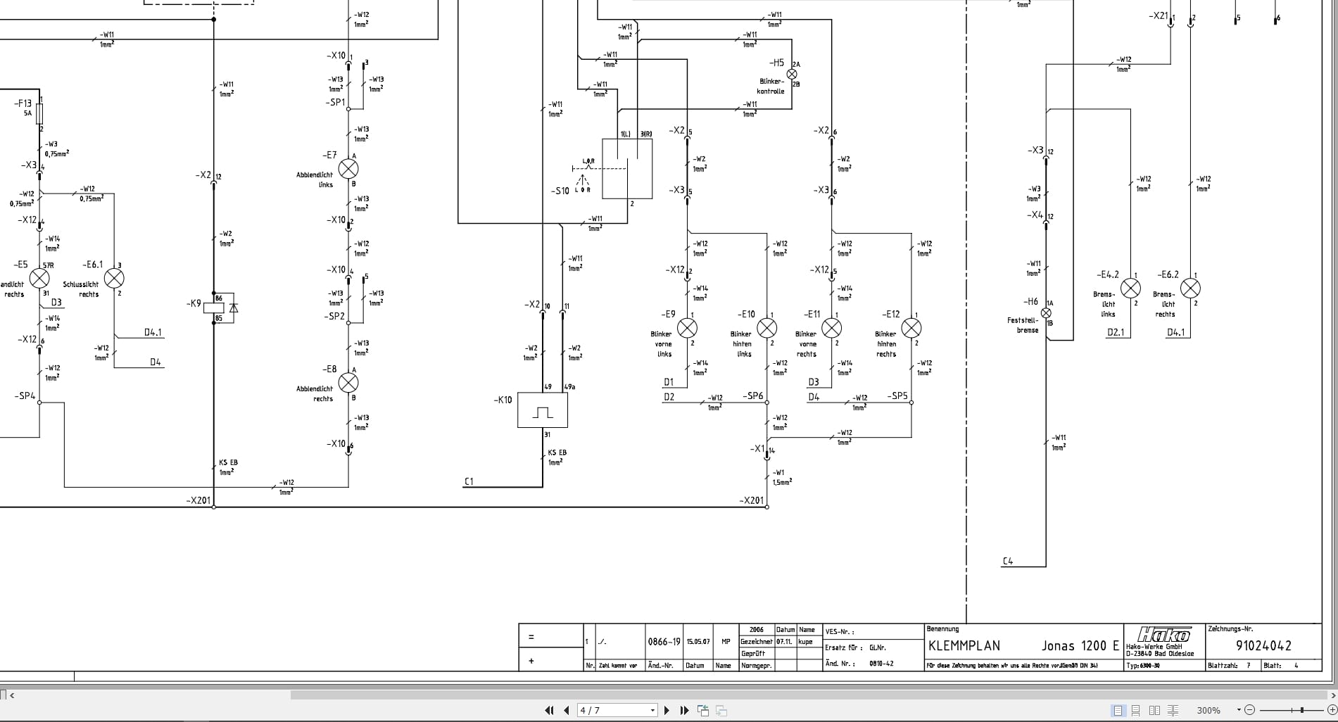 Hako Sweeper Jonas 1200E Apex 62B Circuit Diagram 91024042 (2)