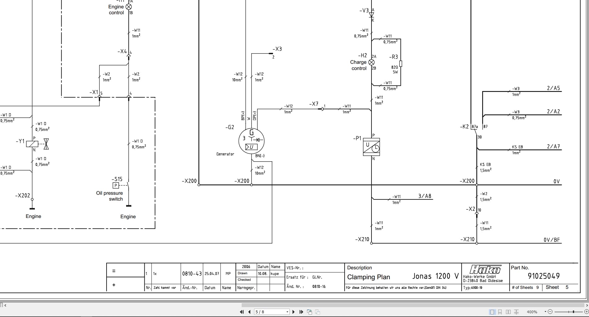 Hako Sweeper Jonas 1200V Apex 62 LPG Clamping Plan Electrical Schematic 91025049 EN (2)