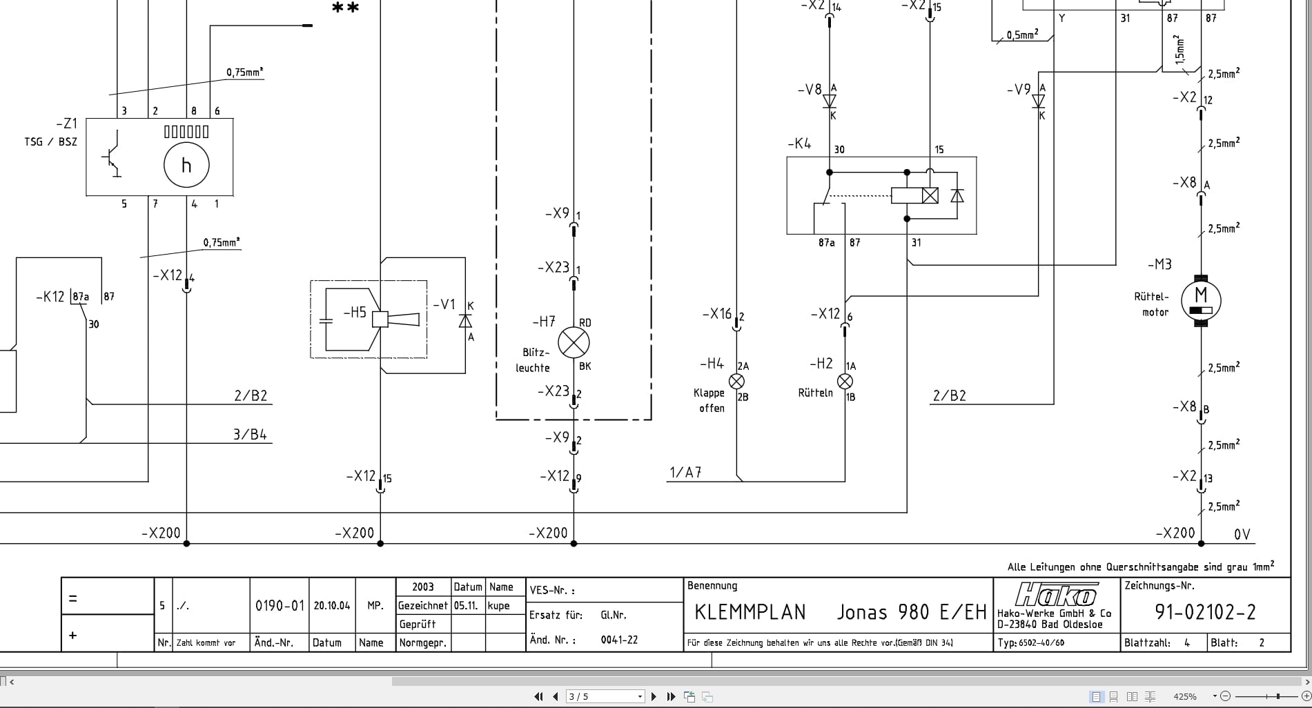 Hako Sweeper Jonas 980E 980EH Apex 47B Clamping Plan Circuit Diagram 91 02102 2 DE (2)