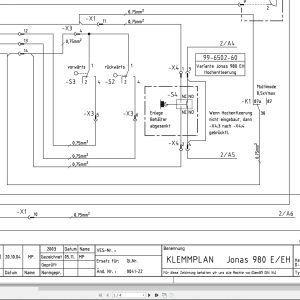 Hako Sweeper Jonas 980E 980EH Apex 47B Clamping Plan Electrical Schematic 91 02102 2 DE (1)