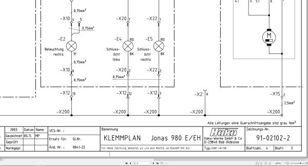 Hako Sweeper Jonas 980E 980EH Apex 47B Clamping Plan Electrical Schematic 91 02102 2 DE (2)
