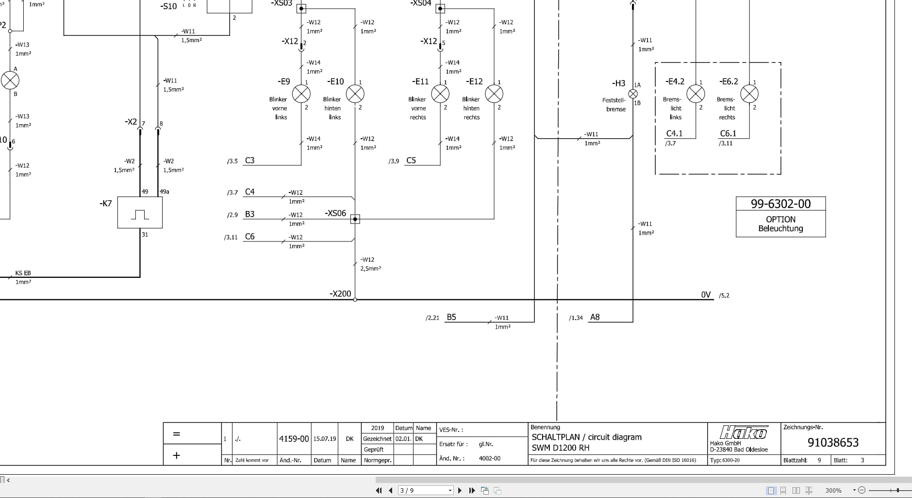 Hako Sweeper SWM D1200RH LPG Circuit Diagram 91038653 (2)