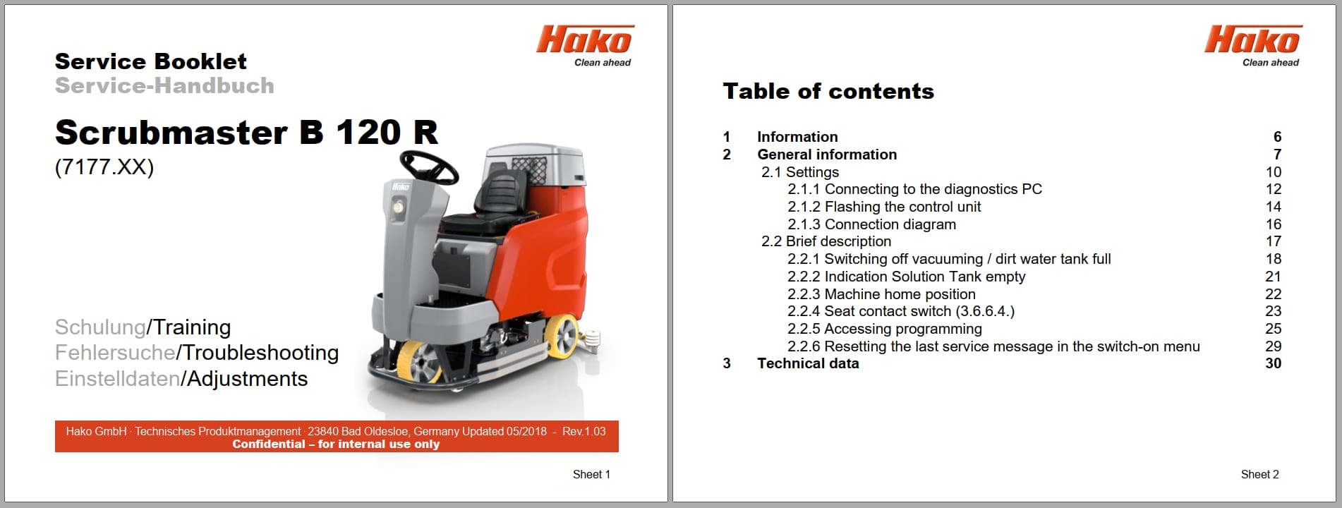 Hako Sweeper Scrubmaster B120 Service Booklet Wiring Diagram (1)