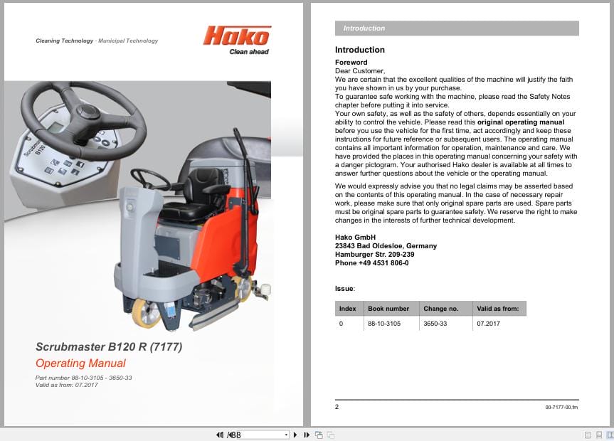 Hako Sweeper Scrubmaster B120R Operating Manual 88 10 3105 3650 33 2017 (1)
