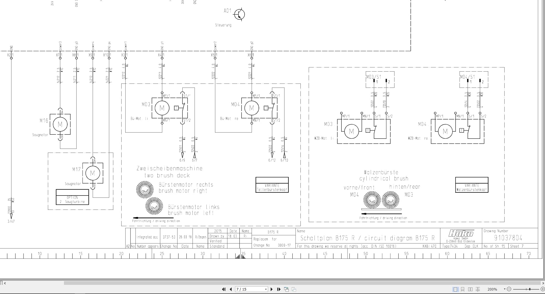 Hako Sweeper Scrubmaster B175R Electrical Schematic 91037804 2018 (2)
