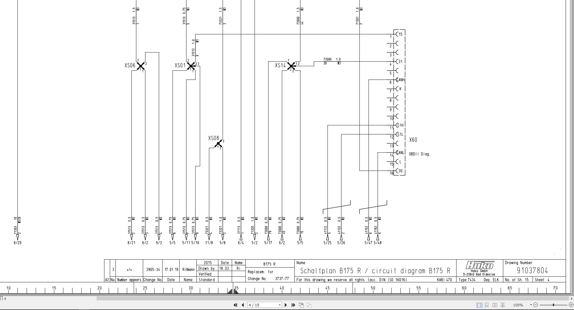 Hako Sweeper Scrubmaster B175R Electrical Schematic 91037804 2019 (2)