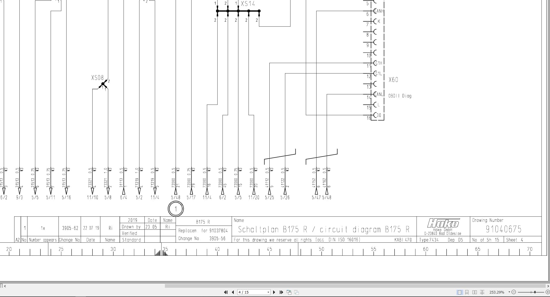 Hako Sweeper Scrubmaster B175R Electrical Schematic 91040675 2019 (2)