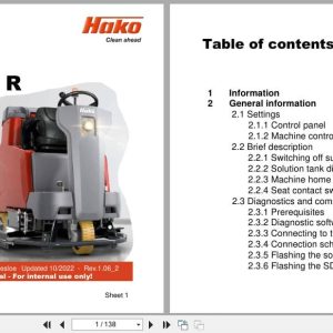 Hako Sweeper Scrubmaster B175R Service Booklet Wiring Diagram (1)
