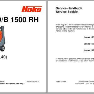 Hako Sweeper Sweepmaster 1500 (Apex 64) Service Booklet Hydraulic And Electrical Schematic (1)