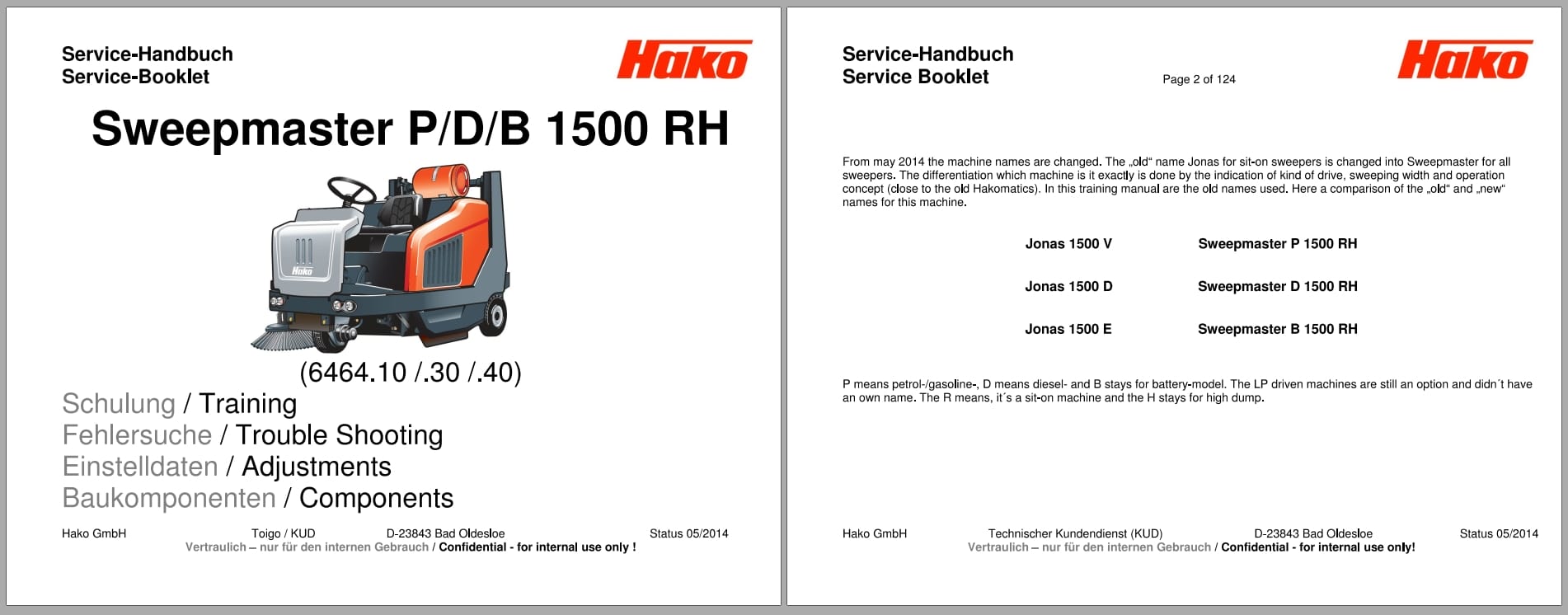 Hako Sweeper Sweepmaster 1500 (Apex 64) Service Booklet Hydraulic And Electrical Schematic (1)