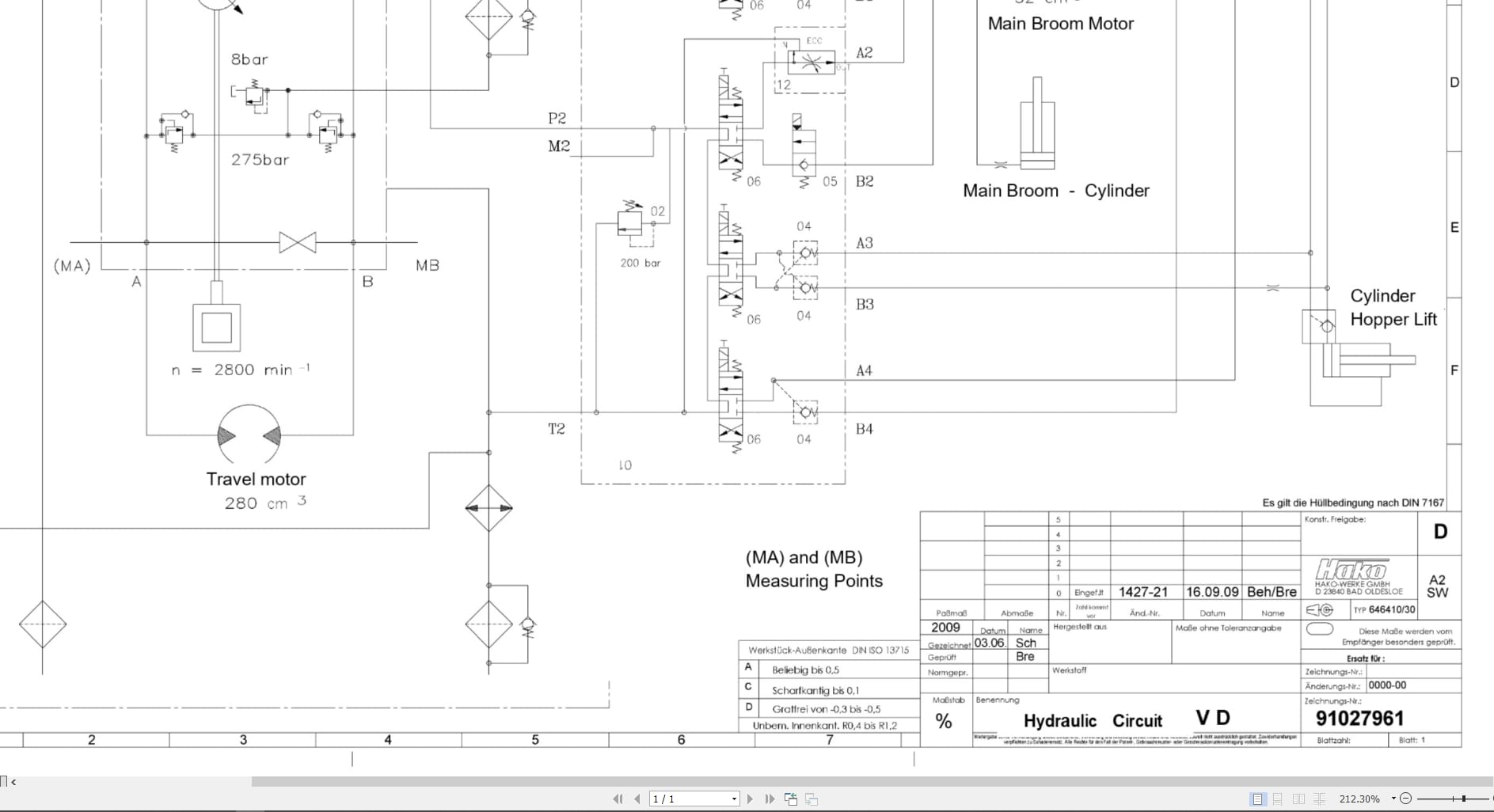 Hako Sweeper Sweepmaster 1500 (Apex 64) Service Booklet Hydraulic And Electrical Schematic (4)