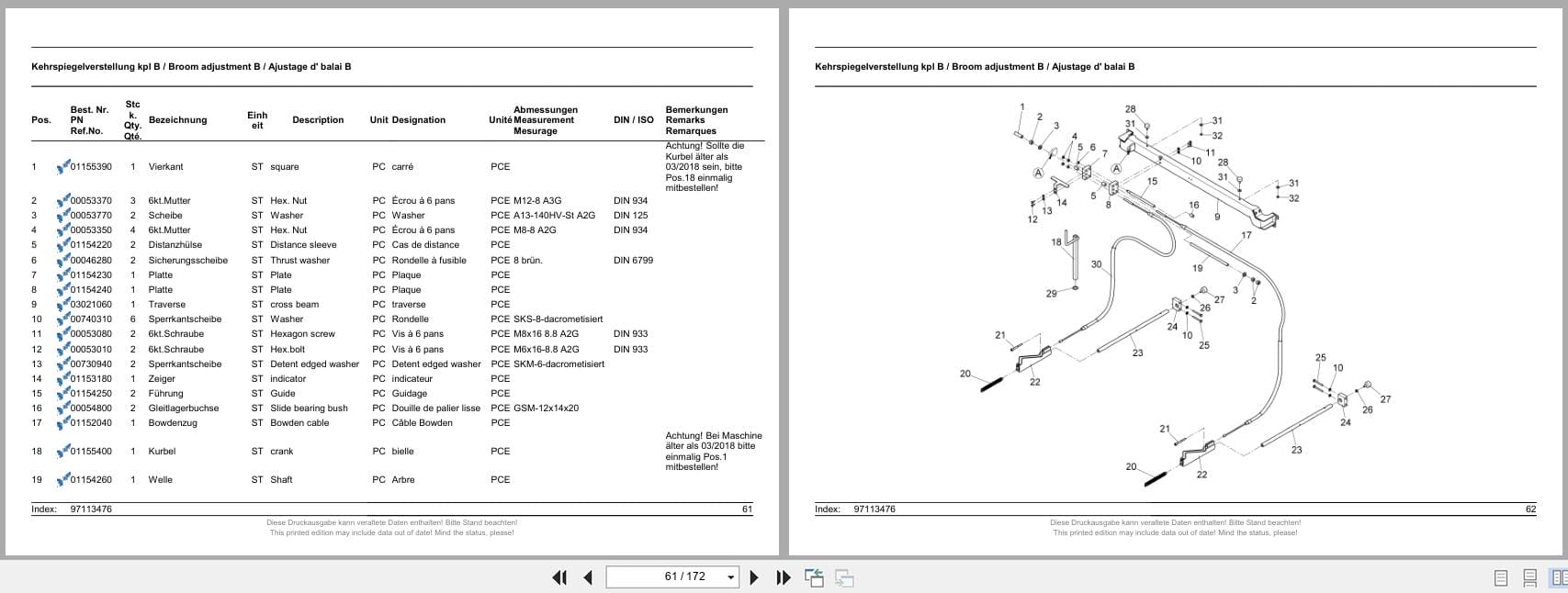 Hako Sweepmaster B1500RH Spare Parts List 85 00 1993 810 2022 DE EN FR (2)