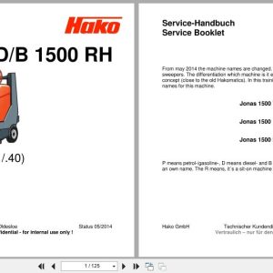 Hako Sweepmaster P1500RH D1500RH B1500RH Service Booklet (1)