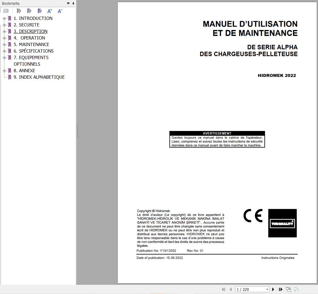 Hidromek Alpha Series Operation Maintenance Manual Y10 13052 FR (1)