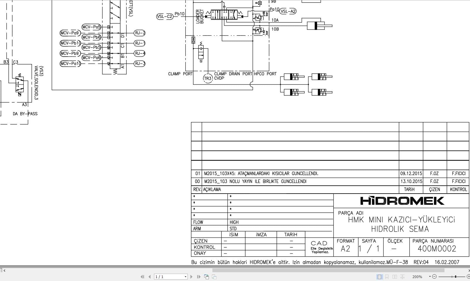 Hidromek Backhoe Loader 62SS 62T Hydraulic Diagram (1)