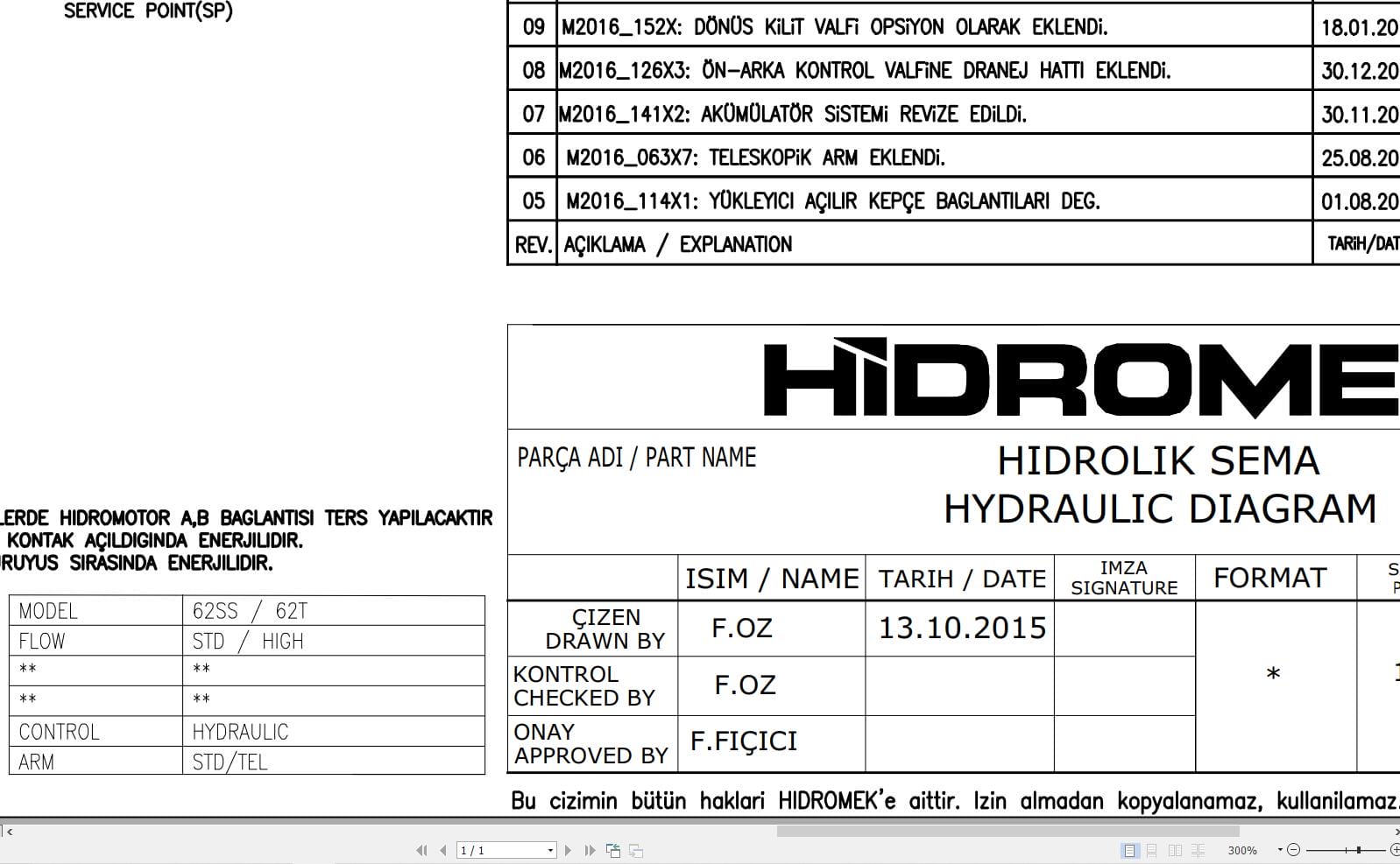 Hidromek Backhoe Loader 62SS 62T Hydraulic Diagram 400M0001 (1)