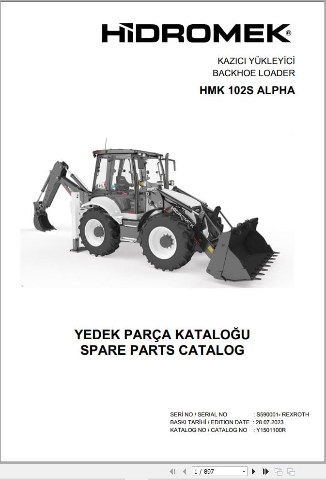 Hidromek Backhoe Loader HMK 102S ALPHA Parts Catalog 2023 EN TR (1)