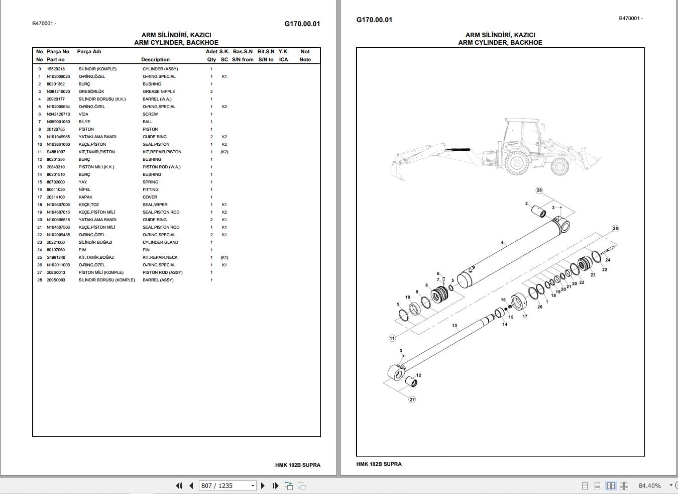 Hidromek Backhoe Loader HMK 102S ALPHA Parts Catalog 2024 EN TR (2)