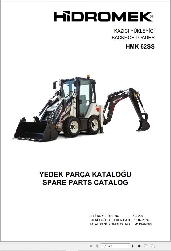 Hidromek Backhoe Loader HMK 62SS Parts Catalog EN TR (1)