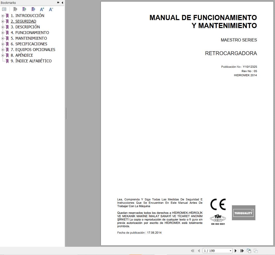 Hidromek Backhoe Loader Maestro Series Operation Maintenance Manual ES (1)