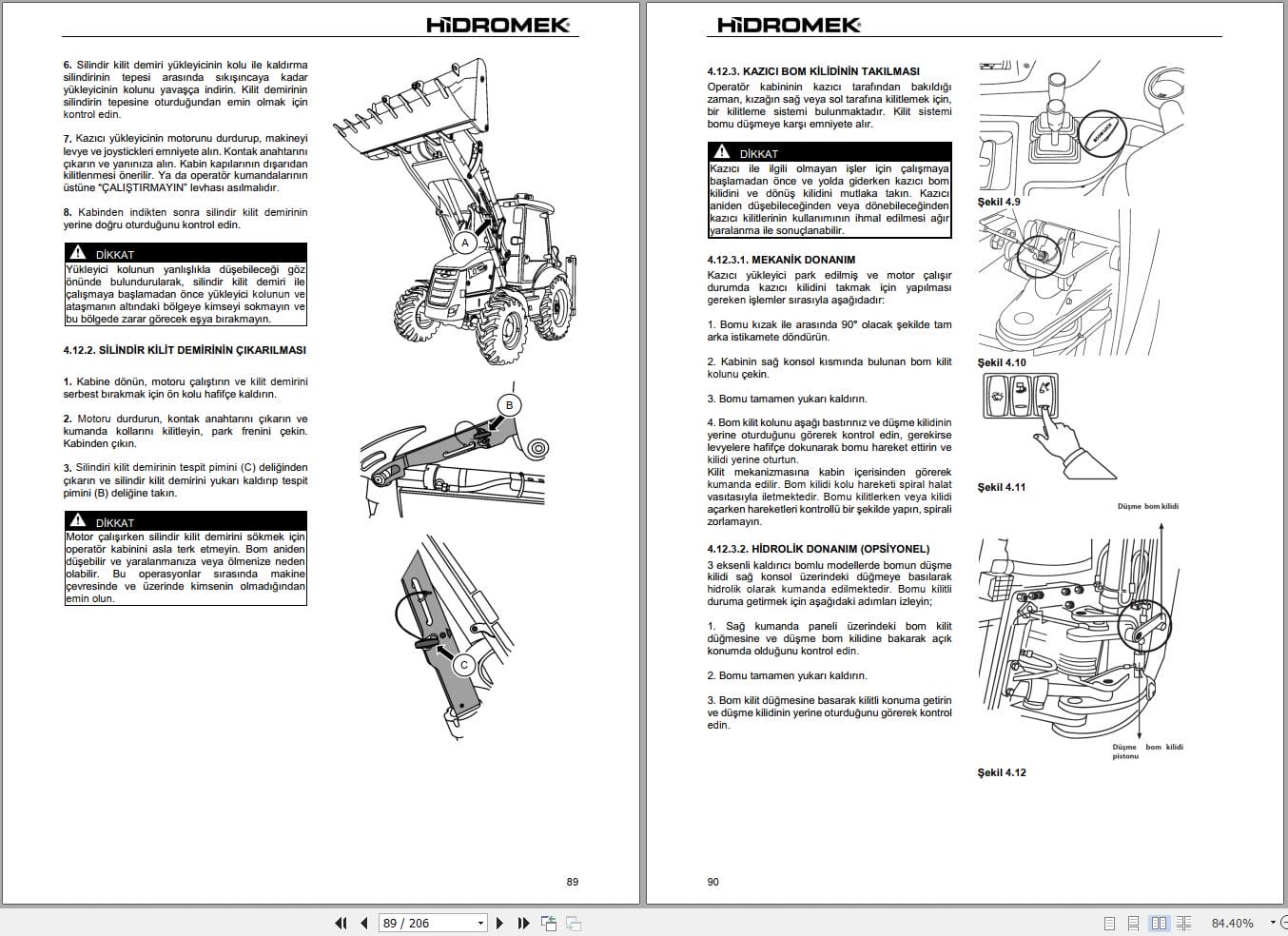 Hidromek Backhoe Loader Maestro Series Operation Maintenance Manual Y10 13001 TR (2)