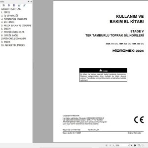 Hidromek Compactor HMK110CS HMK130CS HMK160CS Operation Maintenance Manual C117301400 TR (1)