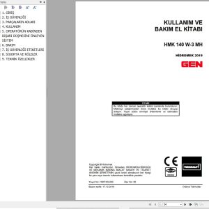 Hidromek Excavator HMK 140 W 3 MH Operation Maintenance Manual H507322400 TR (1)