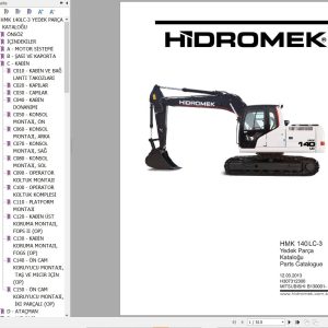 Hidromek Excavator HMK 140LC 3 Parts Catalog H307312300 2013 EN TR (1)