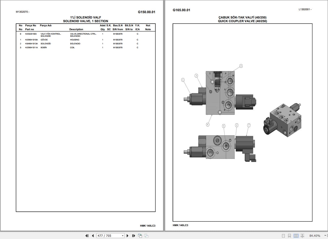 Hidromek Excavator HMK 140LC 3 Parts Catalog H30732B300 2020 EN TR (2)