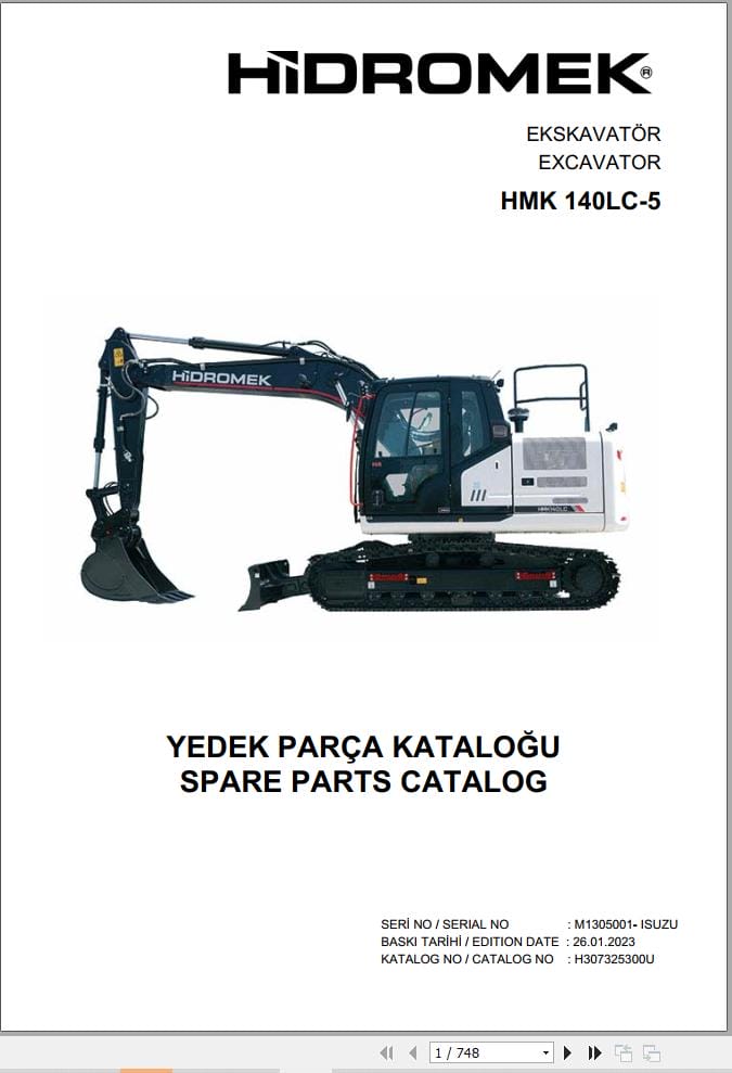 Hidromek Excavator HMK 140LC 5 Parts Catalog H307325300U 2023 EN TR (1)