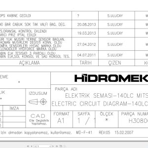 Hidromek Excavator HMK 140LC Electric Diagram H308000000 2010 (1)
