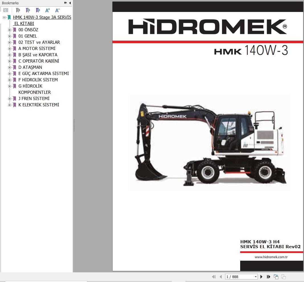 Hidromek Excavator HMK 140W 3 H4 Workshop Manual TR (1)