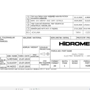 Hidromek Excavator HMK 140W Isuzu Electric Diagram H208025000 2020 (1)