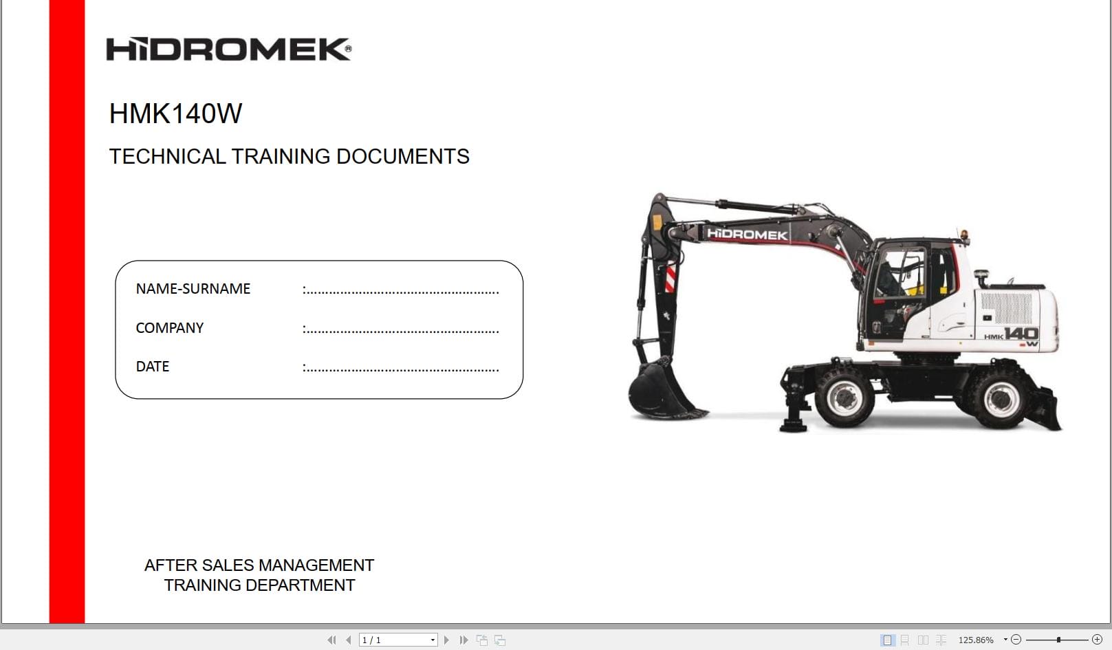 Hidromek Excavator HMK 140W Training Manual (1)