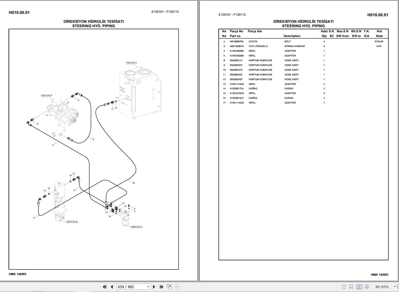 Hidromek Excavator HMK 140W3 Parts Catalog H207322300 2015 EN TR (2)